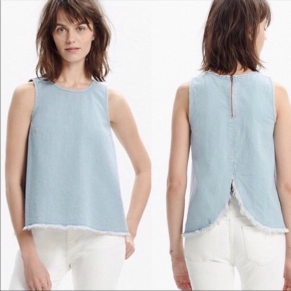 Madewell Tops - Madewell Denim Sleeveless Raw Hem Top Blue Medium